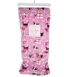 Christmas Throw Blanket Puppy Dog Dachshund Corgi Shih Tzu Chihuahua 60x70 Pink
